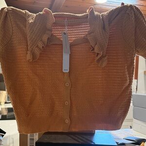 Anthropologie - Self Contrast Peach Sweater Shirt